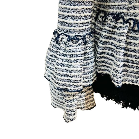 Banana Republic Blue Tweed Boucle Ruffle Peplum Jacket Blazer Size 2 - Picture 7 of 13